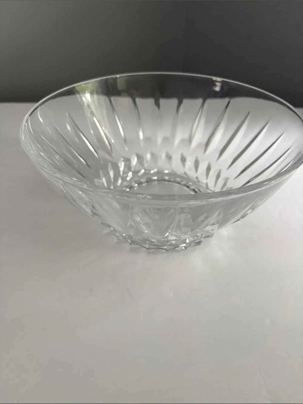 Clear Cut Glass Serving Bowl - Clear